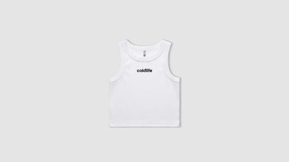 WOMEN'S ORGANIC RIB CROPPED TANK WHITE