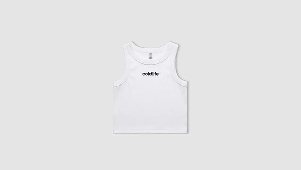 WOMEN'S ORGANIC RIB CROPPED TANK WHITE