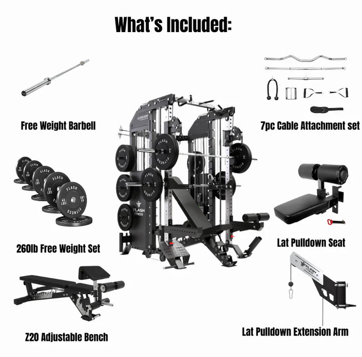 Flash F50 All-In-One Trainer Smith Machine Combo Package